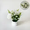 Artículo popular transfronterizo: 3 plantas en maceta de rosas artificiales, regalo de San Valentín, bonsái de flores artificiales, decoración de boda, maceta para arreglo de confesión