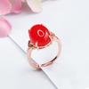 Anel de Ágata Vermelha Natural Guan Yu Vermelho Sangue de Pombo Calcedônia Vermelha Estilo Palácio Atacado de Fábrica Dropshipping S3102904