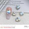 Joyería para uñas destellante blanco fondo puntiagudo diamante grande Súper Flash forma corazón torcido amor hacha cuadrado gordo decoración de cristal para uñas