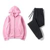 Conjunto de Moletom com Zíper + Calça Jogger Outono/Inverno 2 Peças Roupa Esportiva Cor Sólida Conjunto de Moletom para Casal