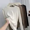 Camiseta de Manga Larga con Hombro Recto Adelgazante Diseño Nuoji Jiji para Mujer Otoño/Invierno Suave Cómoda Agradable a la Piel Cuello Redondo Top de Capa Base