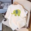 Camiseta Blanca de Manga Corta de Algodón Puro para Mujer Estilo Retro Americano Verano 2025 Nuevo Estilo Holgada Tallas Grandes Tops Venta al por Mayor Dropshipping