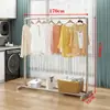 Tendedero de tubería de acero, tendedero independiente para exteriores, dormitorio, balcón, simple de doble barra, tendedero móvil para ropa de cama