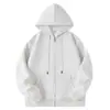 Sudadera con capucha y cremallera de algodón y seda de leche estilo primavera y otoño con logotipo personalizado, chaqueta cárdigan lisa en blanco con texto impreso