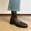 2026 Nuevas Botas Elásticas Ajustadas Versátiles Adelgazantes para Mujer Tacón Grueso Tacón Alto Botines Tobilleros Uso Diario Otoño Invierno Botas Negras Retro