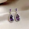 Condensación del Rocío Matutino~Aretes de Gota de Agua de Circonia Aguja de Plata Estilo Vintage Retro Exquisitos Pendientes Pendientes de Diseño Único para Mujeres
