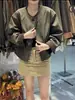 Chaqueta corta informal de retazos a rayas estilo coreano para mujer, nueva colección de otoño, cuello redondo, chaqueta versátil para mujeres petite