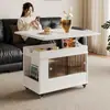 Mesa Auxiliar Plegable para Sofá Móvil, Mesa de Centro para Sala de Estar, Carrito con Almacenamiento, Mesa Auxiliar Ajustable en Altura