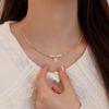 Colar de Dopamina Que Não Desbota, Corrente para Clavícula Feminina de Verão de Alto Padrão, Nicho, Pingente com Contas de Cristal Zircônia, Joia
