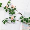 Planta Artificial Simples Zen Rosa com Flores Folha de Lótus Guanyin Decoração de Planta Verde para Interior Trepadeira Espaço Exibição Paisagem