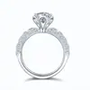 Anel Feminino Aberto Quadrado Seis Garras Fornecimento ao Vivo Atacado Fabricante Diamante Moissanite Sintético Super Brilhante 0,05kg Quilate