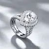 Anillo de Moissanita de 5 Quilates en Forma de Gota de Lujo Ligero Europeo Apilable Plata de Ley S925 Forma de Pera Anillo de Boda al por Mayor