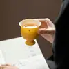 Glacê Mineral de Rocha Amarelo Limão Salpicado de Ouro Caneca de Buquê de Cerâmica Caneca Alta de Chá Caneca Mestra Cor Tradicional Chinesa Feminina Novo Estilo Chinês