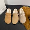 Comercio Exterior Exportación en Stock Zapatos Planos de Cuero Suave Mate para Mujer Suela Plana Estudiante Literario Dedo Gordo del Pie Solo Forro de Lana Zapatos Boken