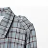2026 Estilo Europeu e Americano Transfronteiriço Aliexpress Venda Quente Moda Xadrez Bolso Manga Longa Vestido Camisa Xadrez