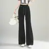 Pantalones Acampanados con Cordón de Mezcla de Algodón y Spandex Feng y Lan para Mujer, Nuevos Pantalones Largos Casuales Transpirables de Corte Ajustado para Primavera y Verano, En Stock al por Mayor