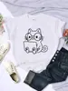 Camisetas de Manga Curta Estudo Cuidadoso de Gatos de Trabalho Esboços Mulher t