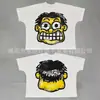 Moda Estilo Americano Venda Direta Transfronteiriça Verão Novo Lavada Gola Redonda Estampada Camisa Americana Japonesa Solta Casual Top