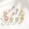 Plata de Ley S925 Diseño de Moda Japonés y Coreano Incrustado Redondo con Forma de Huevo Zirconia Facetada Pendiente de Botón Material de Accesorios para Montura Vacía