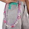 Cadena para pantalones de doble capa de hip hop, accesorios de calle, cadena para pantalones de acrílico colorido, anillo de corazón de melocotón hueco, cadena para la cintura