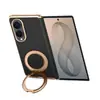 Adecuado para Samsung Fold8, funda para teléfono plegable ancha con doble eje central, anticaídas, cobertura total, soporte giratorio de 360 grados, anillo magnético