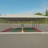 Fabricantes de toldos grandes almacén de fábrica grande cobertizo actividad de engranaje toldo telescópico cancha de baloncesto tenis toldo eléctrico