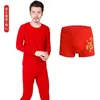 Roupa íntima masculina fina vermelha de manga comprida com colete vermelho, tamanho grande, para usar por baixo, festiva