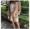 2026 Principios de Primavera Nuevo Blazer Coreano Holgado de Lino Estilo Británico Camisa Top Chaqueta de Traje de Algodón Lino para Mujer