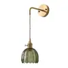 Lámpara de Pared Retro Japonesa de Cobre y Cristal Ámbar con Flor Pequeña para Mesita de Noche, Entrada de Dormitorio, Pasillo, Lámpara de Entrada Simple Moderna