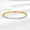 Comercio Exterior Europeo y Americano AliExpress Pulsera de Mano Blanca con Turquesa Azul Nicho Lujo Ligero Retro Dulce Romántico Pulsera para Mujer