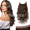 Cabelo Longo Cacheado Ondulado com Linha Transparente, Fábrica de Origem, Peruca Estilo Europeu e Americano, Estilo Linha de Pesca com Presilhas