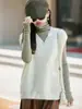 Chaleco de forro polar de una pieza para mujer con un tacto suave y aterciopelado, sin mangas, adecuado para usar en capas en otoño e invierno, elegante chaleco de punto