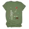 Camiseta feminina independente da Amazon, da moda, única e divertida, com caveira "well shit", balão, rosa, gola redonda e manga curta