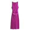 Para Comercio Exterior Transfronterizo Europeo y Americano Ropa de Mujer Aliexpress Más Vendido Verano Sencillo Multicolor Textura de Satén de Seda Vestido Midi