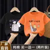Camiseta Manga Curta para Meninas 2025 Novas Blusas de Algodão Puro para Crianças de Tamanho Médio e Grande Meninas Verão Soltas Gola Redonda Camisetas Básicas