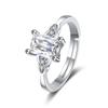Anillo Cuadrado de Moissanita de Venta Caliente Japonés y Coreano para Mujer Micro-engaste Elegante Sencillo Anillo de Diamante Venta Directa Douyin Envío Directo