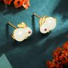 Exquisitos Aretes de Conejo de Jade para Mujer, Pendientes de Conejo Estilo Joven, Accesorios de Oreja Nuevos y Modernos Simples y Elegantes, Venta al por Mayor por Pieza