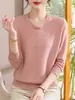 Novo suéter de outono para mãe, blusa básica feminina de cor sólida, top de malha estiloso para outono e inverno, plus size, para mulheres de meia-idade e idosas
