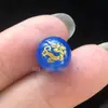 Cuentas de Ágata Natural con Estampado Dorado de las Cuatro Bestias Míticas, Rojas, Negras, Blancas y Azules, Patrón Unilateral, Cuentas Redondas: Dragón Verde, Tigre Blanco, Ave Roja, Tortuga Negra