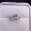 Anillo de Morganita Natural, Transparente y Único en Color, Chapado en Plata S925 con Oro Blanco, Piedra Principal 5*7mm