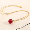 Cera de abelha Rodada Bead Pingente S925 Prata Banhado A Ouro Âmbar Bead Colar Frango Amarelo Clavícula Cadeia Red Blood Pepper Female Necklace Gift