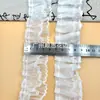 En Stock Doble Capa Malla de Encaje Blanco Plisado Adorno Decorativo para Ropa, Bordes de Faldas, Cortinas, Manteles y Textiles del Hogar