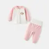 Roupas de Cintura Alta Roupas Infantis Outono Primavera Roupa Íntima Algodão Puro Camada Base para Bebê Recém-Nascido Proteção da Barriga Conjunto de Outono Separado Bebê