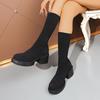 2025 Outono Novo Casual Salto Grosso Salto Alto Manga Moda Elástico Botas Botas Botas Curtas Meias Femininas Botas