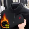Sudadera unisex con medio cierre y cuello alto, forro polar, nuevo estilo invierno 2025, engrosada, cálida, moderna, bordada, adecuada como capa interior