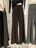KEKEZOON 2026 Otoño Nuevo Cintura Alta Adelgazante Cordón Casual Pierna Ancha Sueltos Micro Acampanados Pantalones 9030
