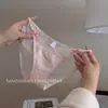 Rosa Polvo Entrelazado~Lencería Francesa de Lujo Ligero Sexy con Encaje Triángulo de Algodón Puro Transpirable Hueco Deseo Puro Bragas para Mujer