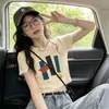 Camiseta de Manga Corta para Mujer, Nueva Tendencia Verano 2026 Blanca Ajustada, Elegante de Hombro Normal para Figuras Petite