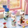 Copo Térmico Toy Story para Meninas, Copo Portátil com Canudo de Alto Acabamento para Crianças e Estudantes, Garrafa de Água Escolar Antiderrapante