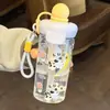 Copo Flutuante de Canudo Desenho Animado Fofo Grande Capacidade Separação de Chá e Água Portátil Estudante Copo de Água de Plástico Alta Aparência Copo com Infusor de Chá